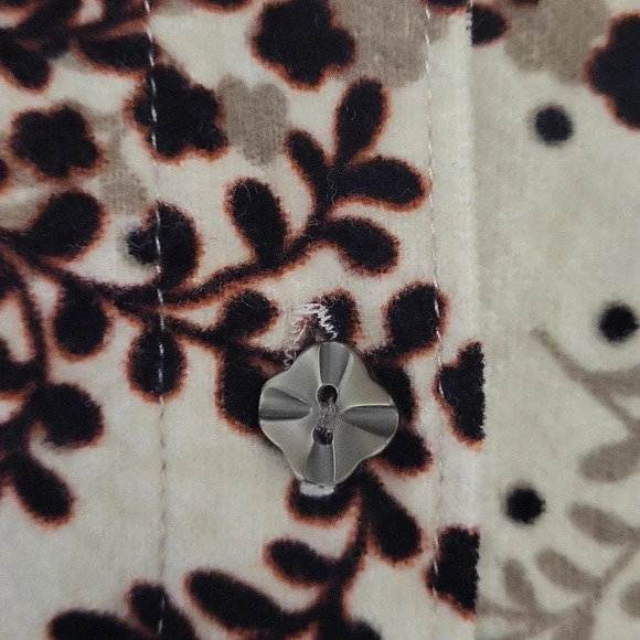 🛍Woolrich Vintage Cream Floral Long Sleeve Collar Button‎ Down Cotton Womens XL - Picture 8 of 11